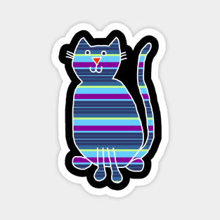 Cat Stripes Blue Magnet