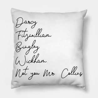 Jane Austen Heroes and Villains (Black) Pillow