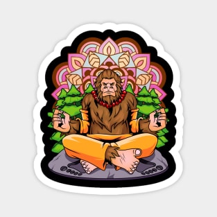 Funny Bigfoot In Yoga Pose Magnet