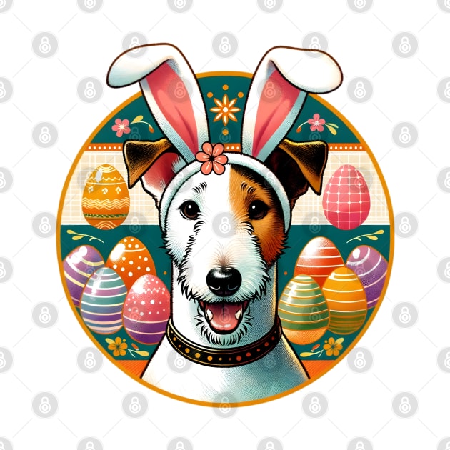 Smooth Fox Terrier Welcomes Easter with Bunny Ears by ArtRUs