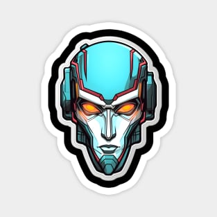 Sleek Futuristic Cyborg Portrait with Icy Stare Magnet