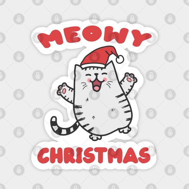 Meowy Christmas Magnet by MZeeDesigns