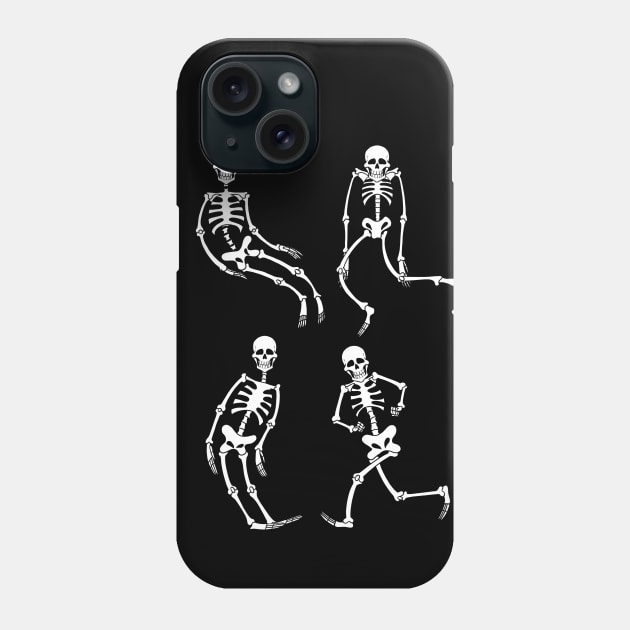 Retro Skeletons Cartoon Dancing at Halloween Party Phone Case by Juandamurai