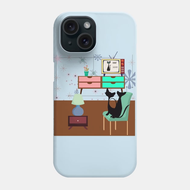 Retro Cat TV Phone Case by Lisa Williams Design