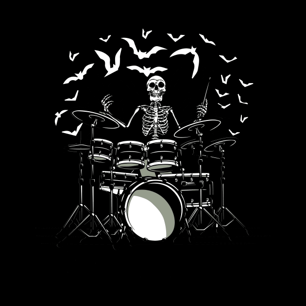 Drummer Skeleton Playing Drums by UNDERGROUNDROOTS