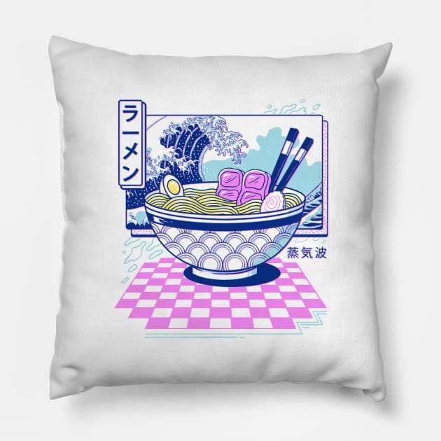 Vaporwave Ramen Pillow by Vincent Trinidad Art