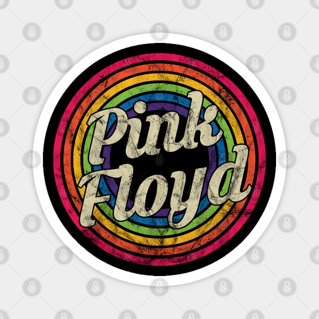 Pink Floyd - Retro Rainbow Faded-Style Magnet by MaydenArt