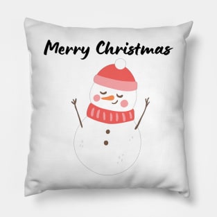 Merry Christmas - Cute Funny Snowman with Carrot Pillow