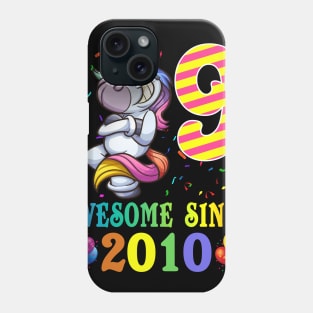 9 Years Old 9th Birthday Unicorn Dabbing Phone Case