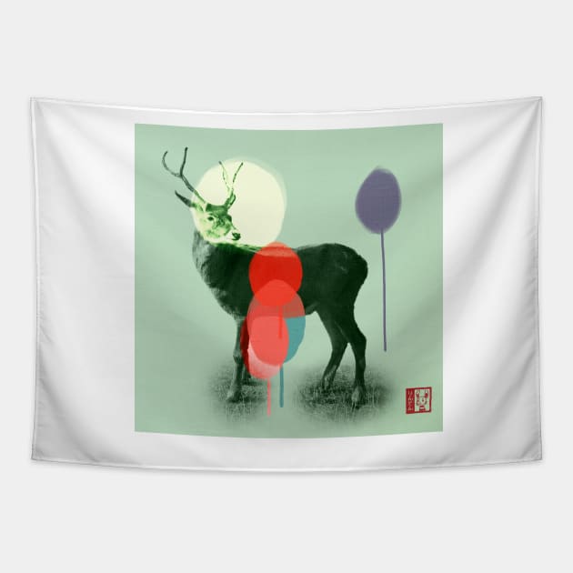 Deer Twilight Tapestry by Beni-Shoga-Ink