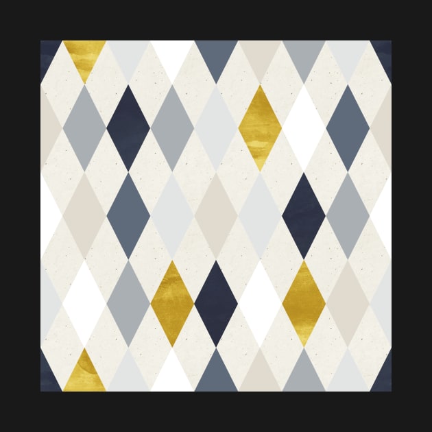 Simple Argyle Pattern in Blue and Gold by greenoriginals