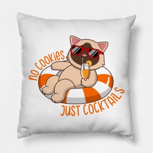 No Cookies Just Cocktails Funny Siamese Cat Pillow