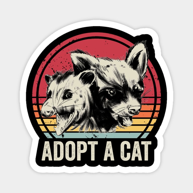 Adopt A Cat Funny Raccoon Opossum Magnet by Visual Vibes