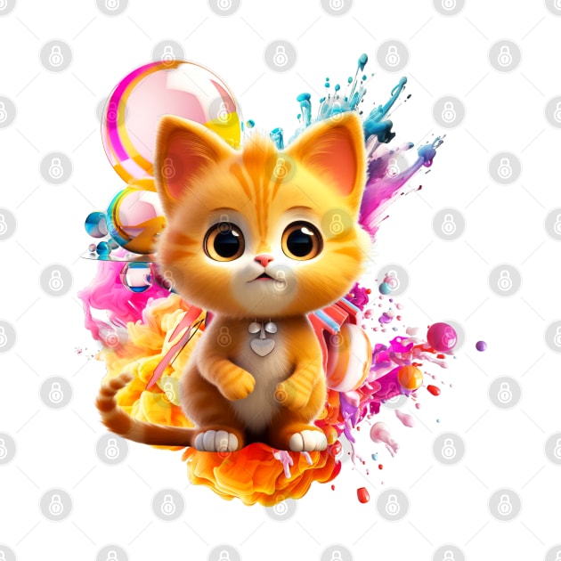 Cute Animal Characters Art 1 -kitten with Abstract- by Lematworks