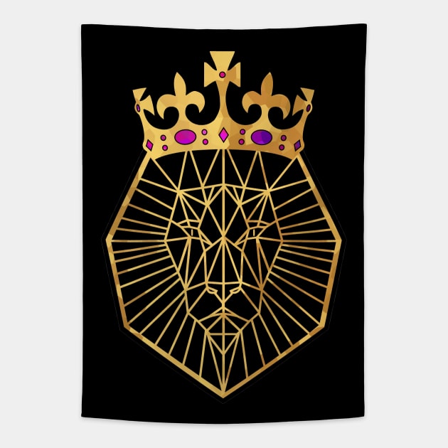 GOLD And Black Geometric Lion Tapestry by SartorisArt1