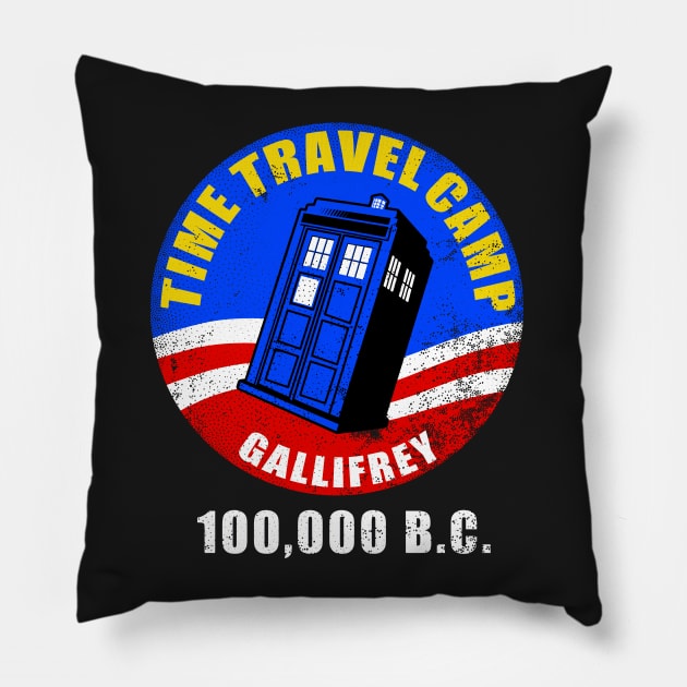 Time Travel Camp Pillow by Mr Eggs Favorites