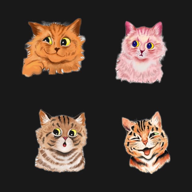 Louis Wain style cat stickers by Grahamgc