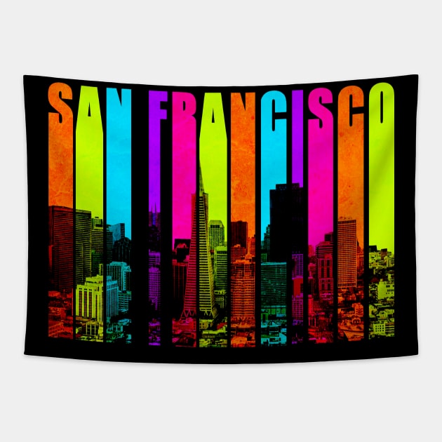 Retro San Francisco California Cityscape Skyline Tapestry by phughes1980
