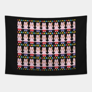 Tribal bunnies pattern white Tapestry