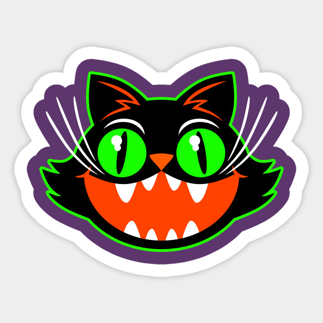 Spooky Cat Halloween Sticker Teepublic Uk