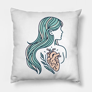 Blue Woman Heart Pillow