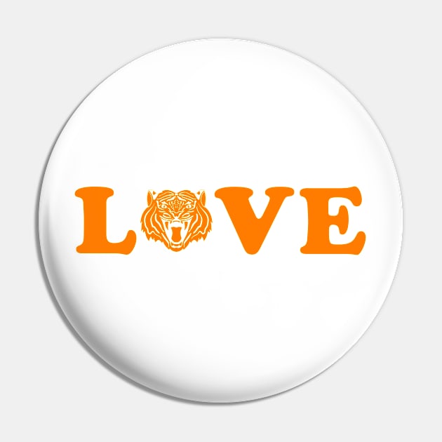 I Love Tigers Orange Pin by College Mascot Designs