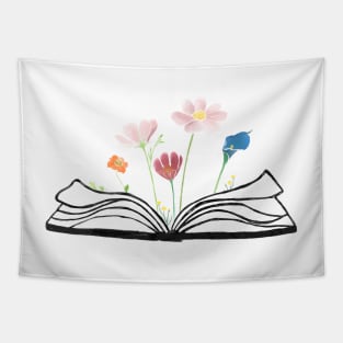 Flowers growing form a book - beautiful reading - pink Tapestry