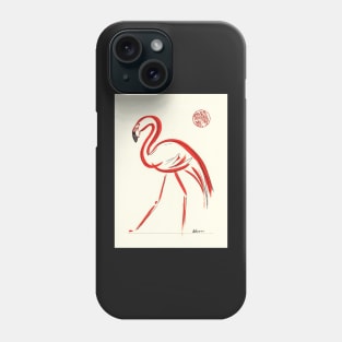 Flamingo - original watercolor painting - sumie Phone Case