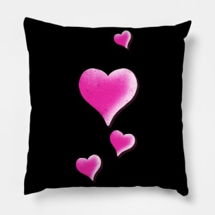 Pink Hearts Illustration Vintage Heart Design Pillow