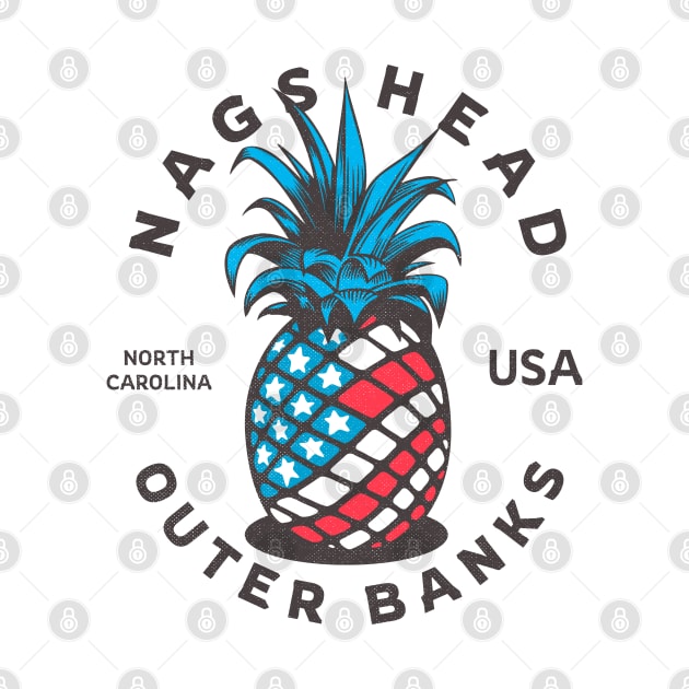 Nags Head, NC Summertime Vacationing Patriotic Pineapple by Contentarama