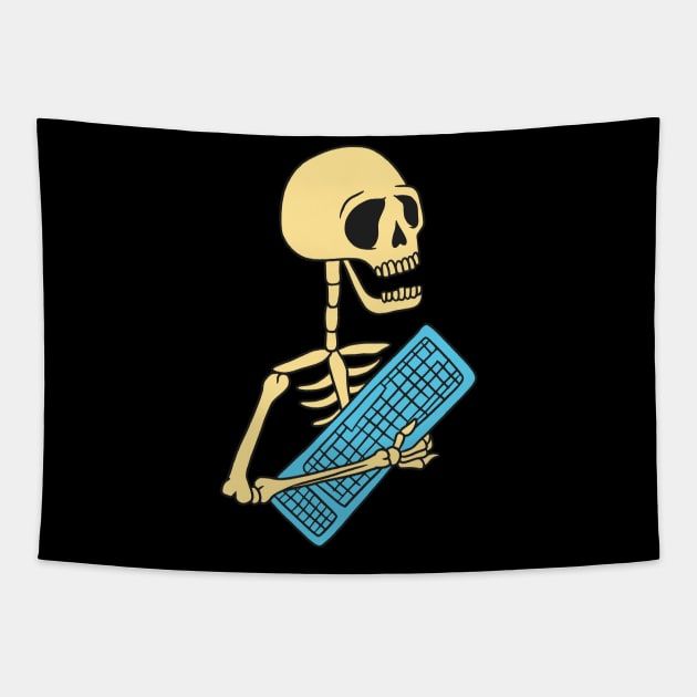 Skeleton With keyboard Tapestry by Imaginariux