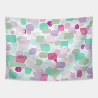 Mint Green, Pink and Lilac - I Love To Paint Aesthetic Pastel Paint Brush Strokes Tapestry