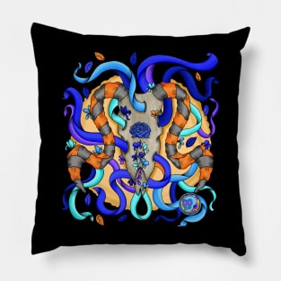 The Ram - Día De Los Muertos - Natures Colors - Ram Skull Head Pillow