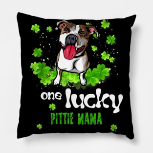 ONE LUCKY PITBULL MAMA Pillow