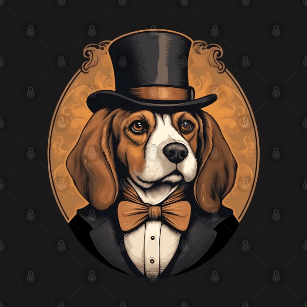 Beagle Dog Portrait Vintage Style by origato