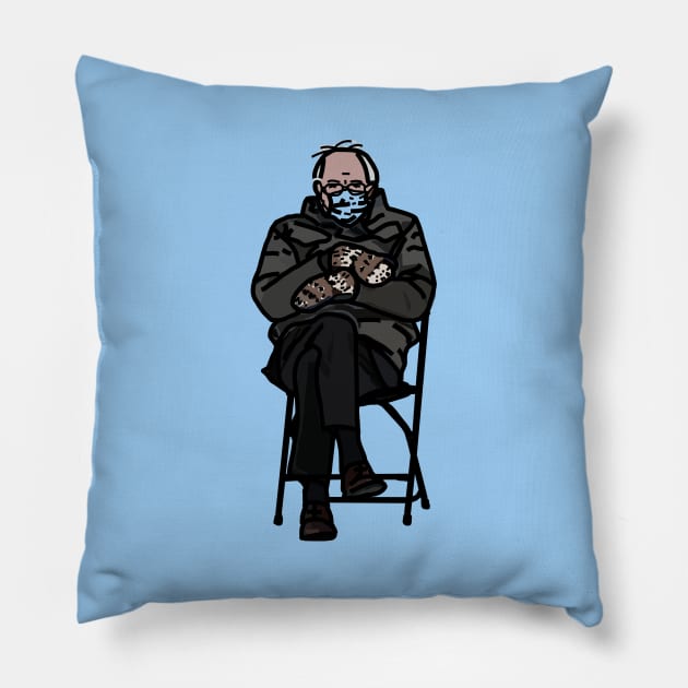 Bernie Sanders Mittens Line Drawing Pillow by ellenhenryart