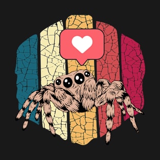 Retro Vintage Style Precious Pet Jumping Spider Red Heart Love T-Shirt