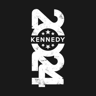 White Vertical Kennedy 2024 logo T-Shirt