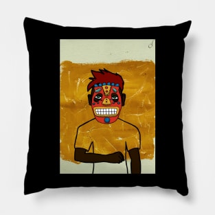 Beatles: Unique MaleMasked NFT with African Eyes, Green Skin, and a Dark Item in an Expressionist-themed Setting Pillow