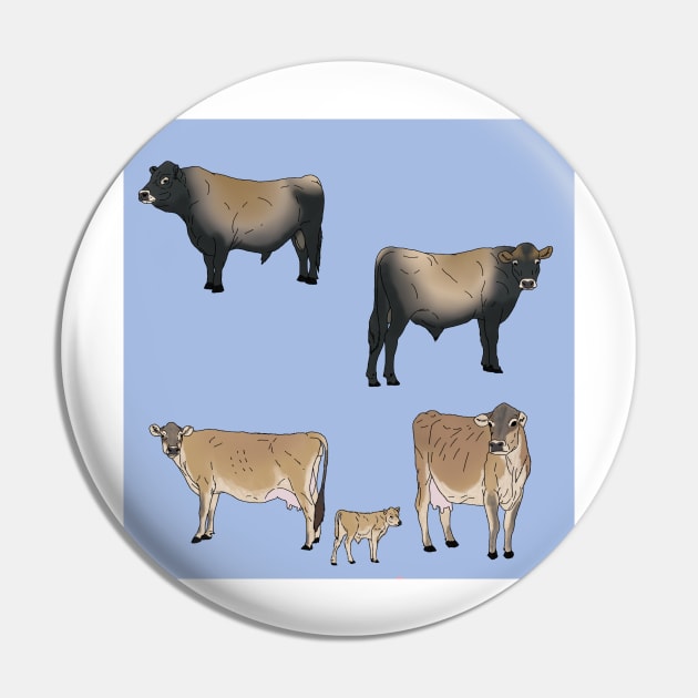 Jersey Cows Pattern Blue Pin by TrapperWeasel