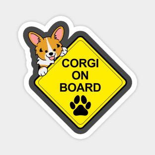 Corgi on Board T-Shirt (Tri Color Corgi) Magnet