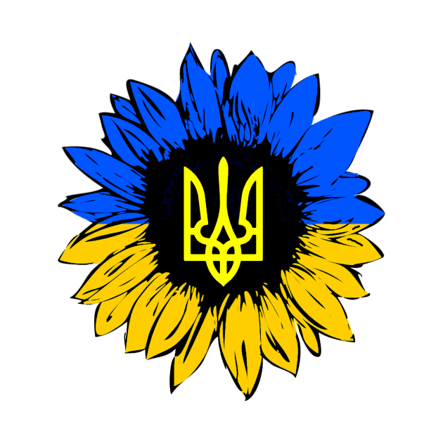 Stand With Ukraine Support UKRAINE Ukrainian Coat of arms Sunflower by Bezra