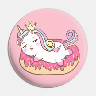 Cute Unicorn Lies On Donut Pin