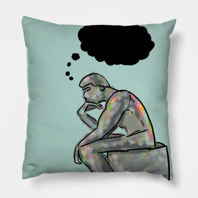 Aphantasia Thinker Pillow by DavidCentioli