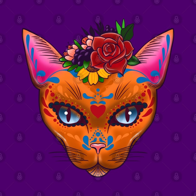 SUGAR SKULL CAT by MAYRAREINART