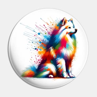 Colorful Abstract American Eskimo Dog in Splash Art Pin