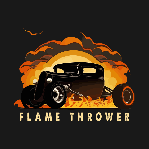 retro hot rod flame thrower by Kingrocker Clothing