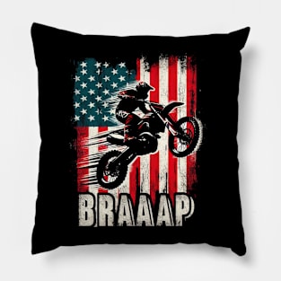 Braaap American Flag Dirt Bike Pillow