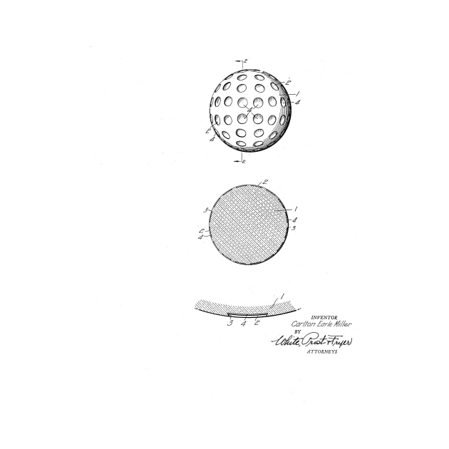Golf Ball Vintage patent hand drawing by TheYoungDesigns