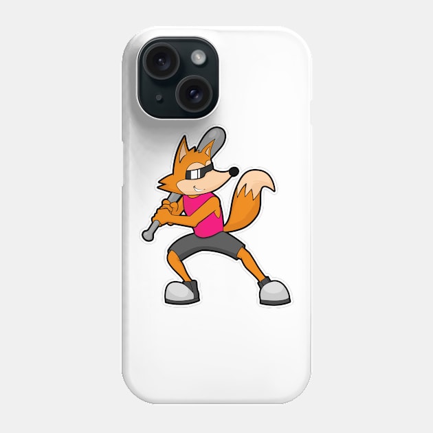 Fox at Baseball with Baseball bat Phone Case by Markus Schnabel